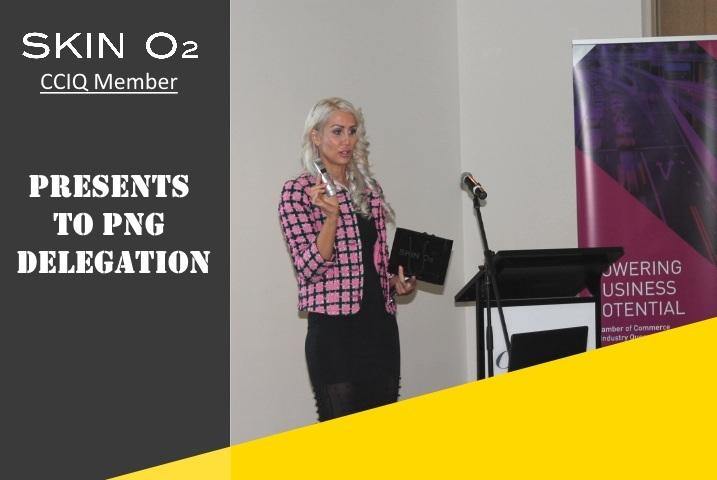 CCIQ Member Skin O2 presents to PNG Delegation - Skin O2
